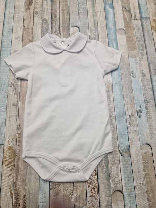 Nana's Special Buys White Body Suit With Rounded Collar