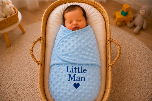 Baby Boys Blue Dimple Little Man Swaddle