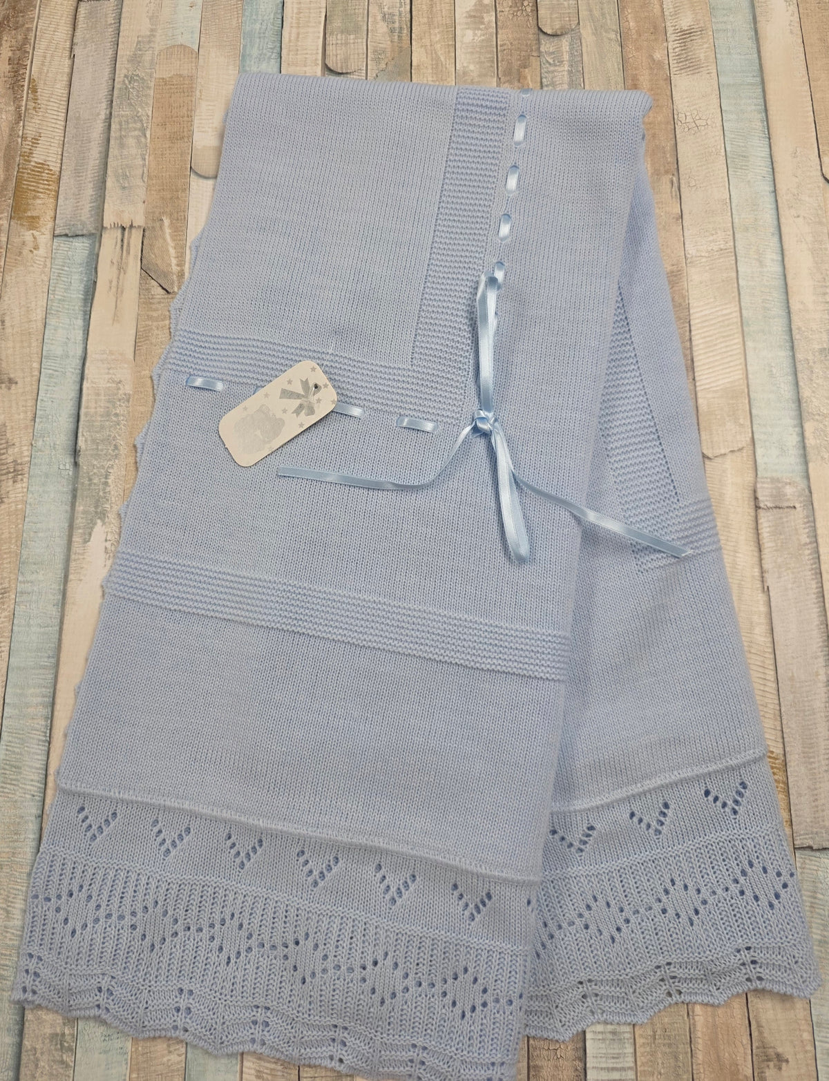Baby Boys Blue Knitted Shawl