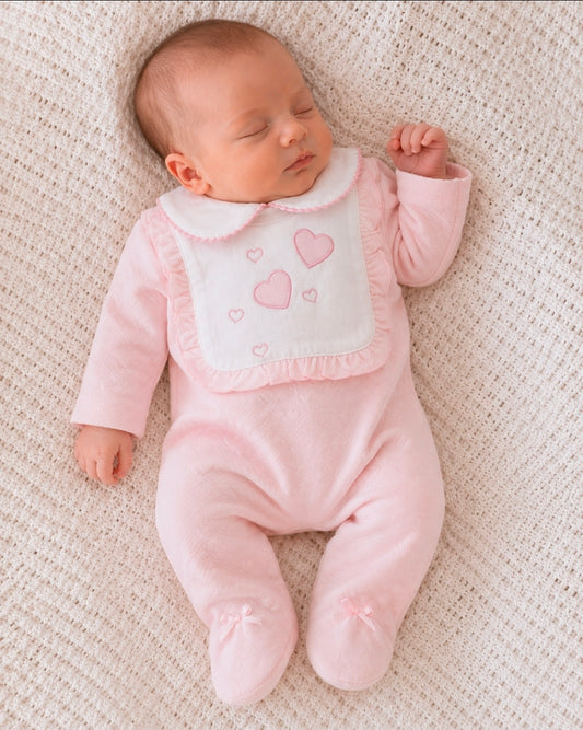 Baby Girls Pink Heart All In One