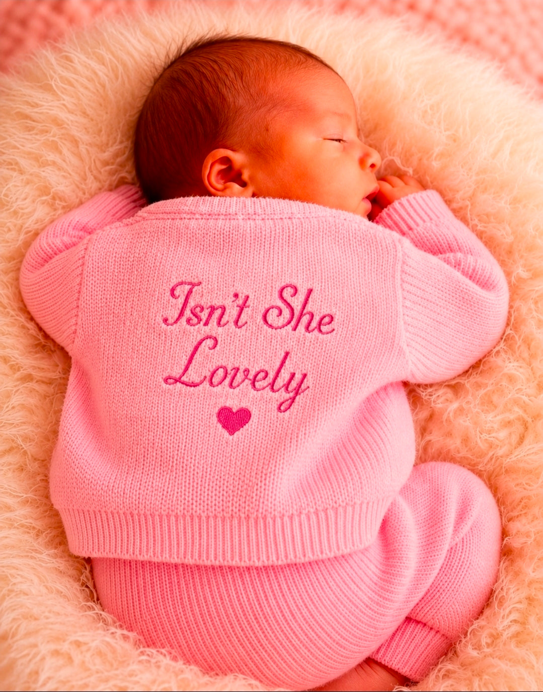Baby Girls Pink Ribbed Isn't She Lovely Cardigan