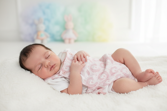 Baby Girls Pink And White Jacquard 2 Pieces Romper Set