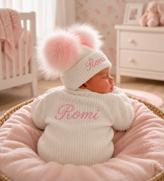 Personalised Unisex Baby White Ribbed Cardigan