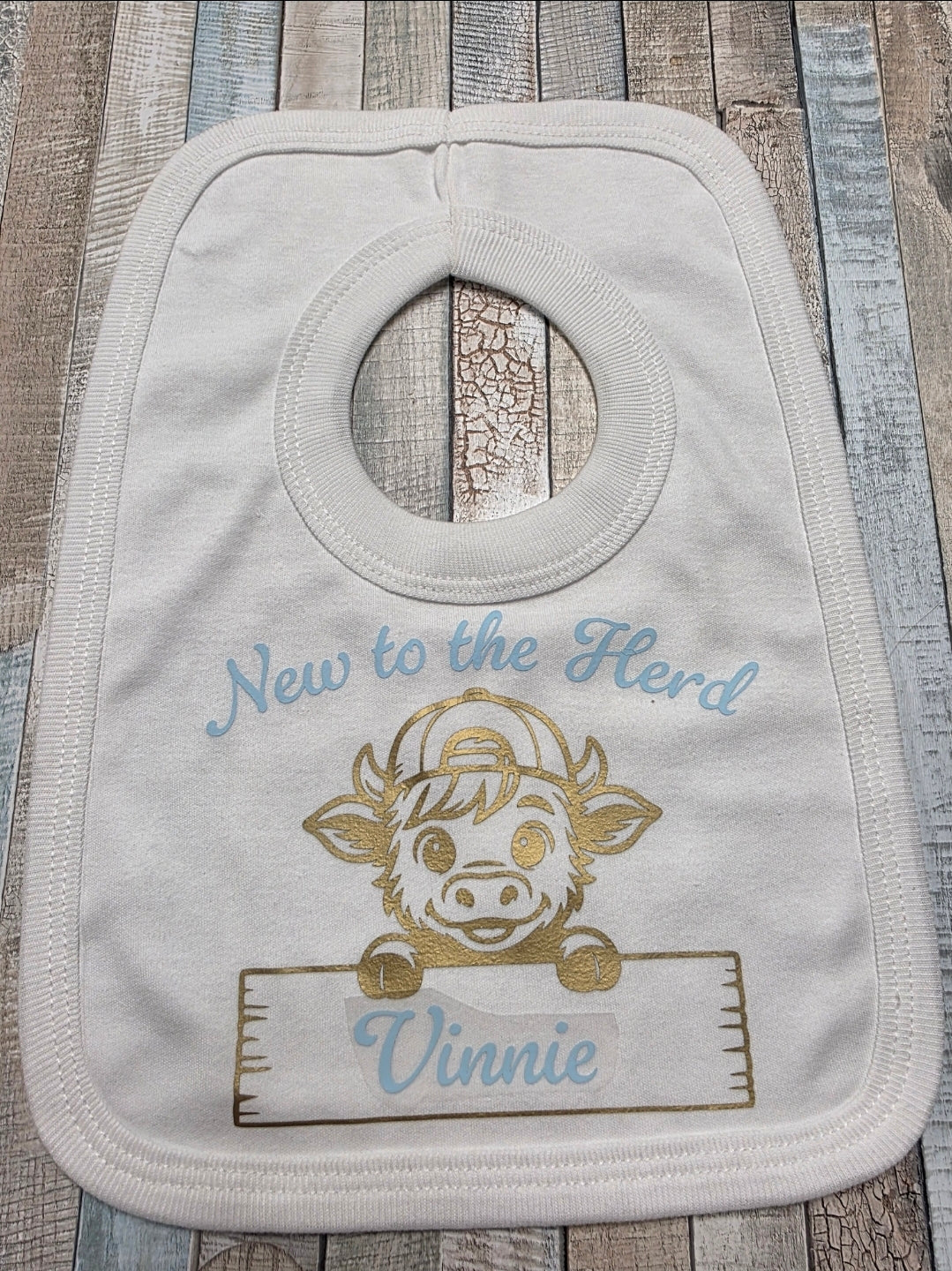 Baby Boys New To The Herd  Highland Cow Printed Bib