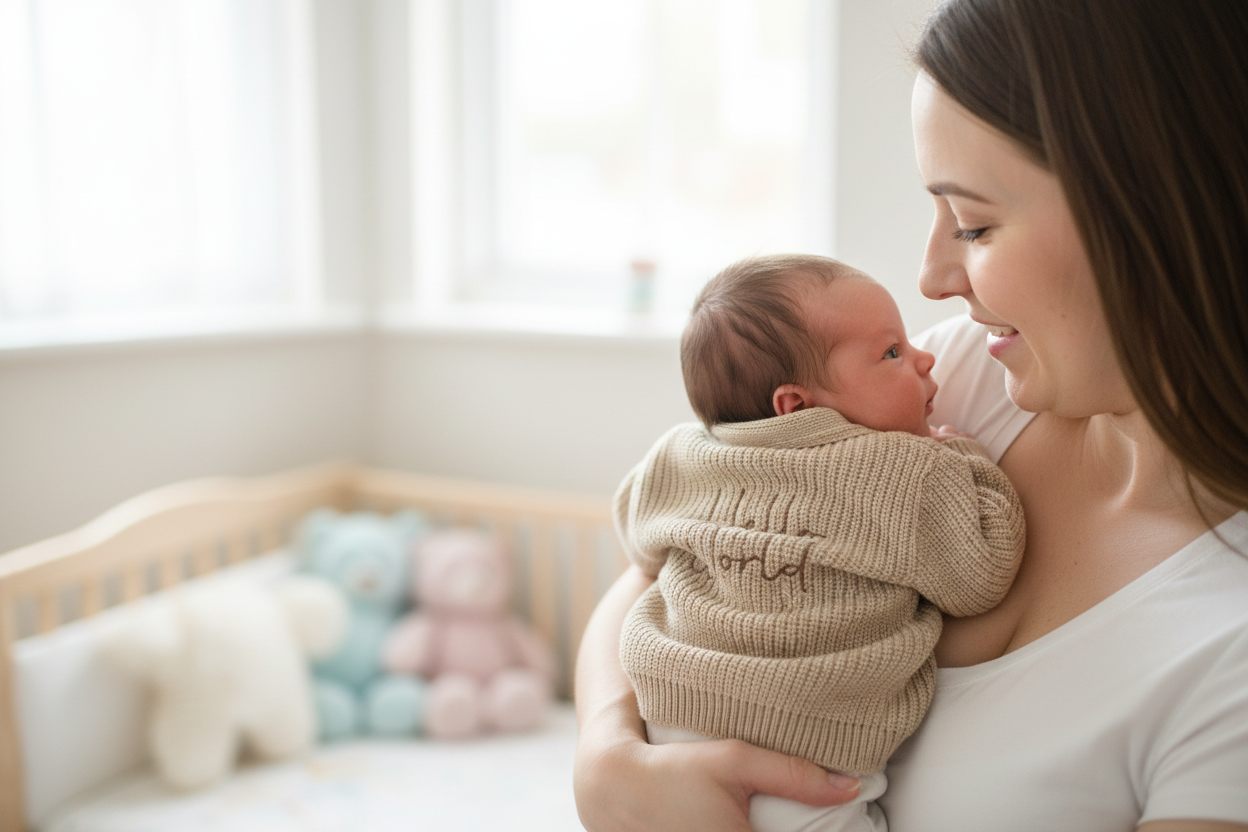 Unisex Baby Beige Hello World Ribbed V Neck Cardigan