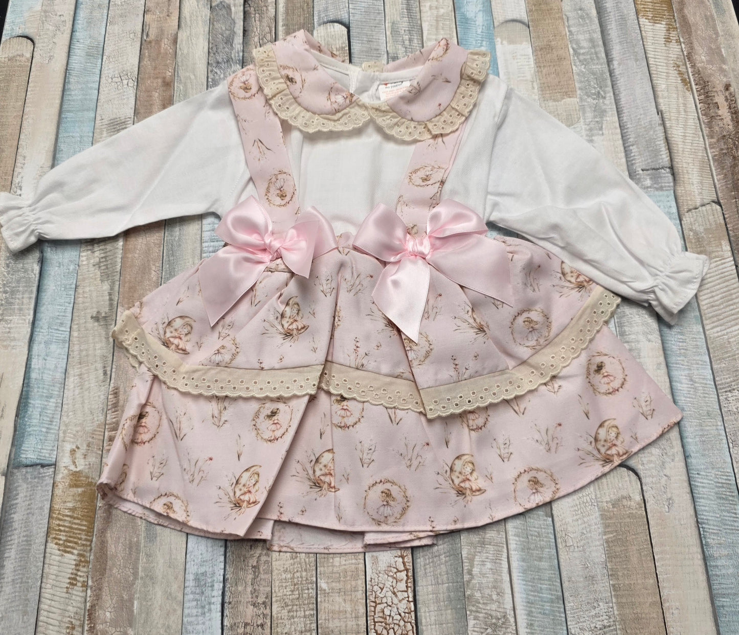 Baby Girls Pink Ballerina Jam Pants with Long Sleeved White Blouse