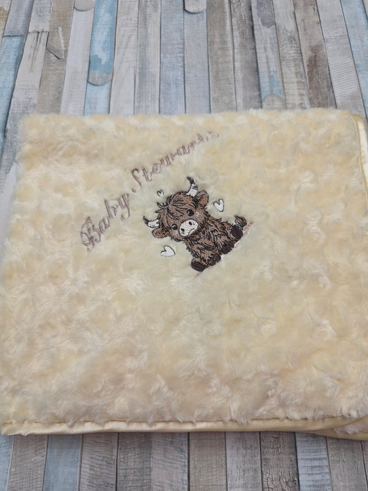 Unisex Baby Lemon Soft Rose Wrap Baby Name With Brown Highland Cow