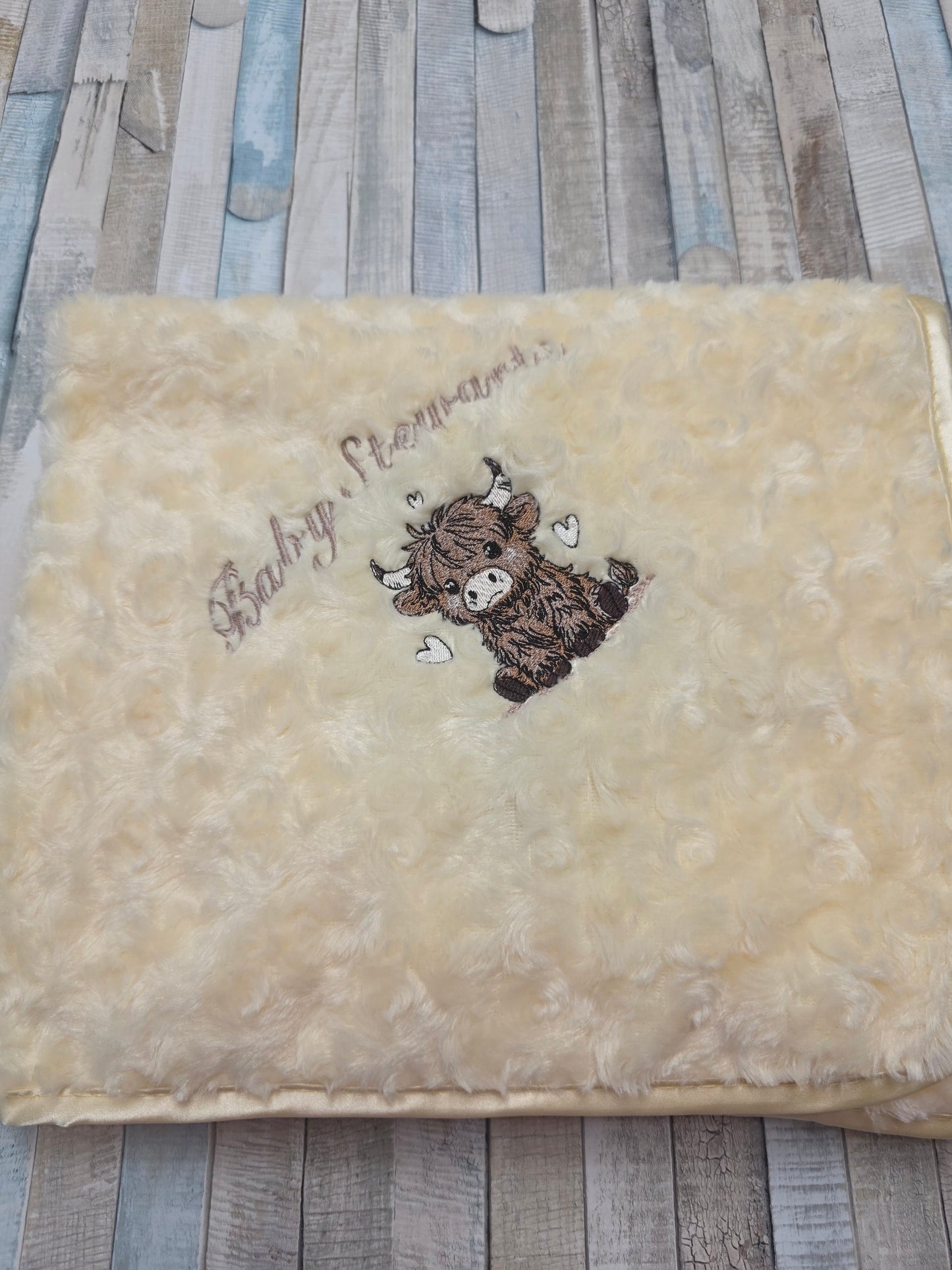 Unisex Baby Lemon Soft Rose Wrap Baby Name With Brown Highland Cow