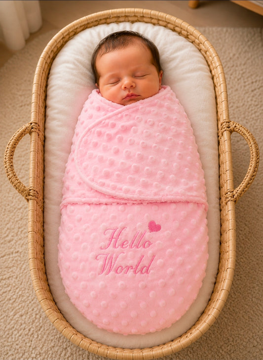 Baby Girls Pink Dimple Hello World Swaddle
