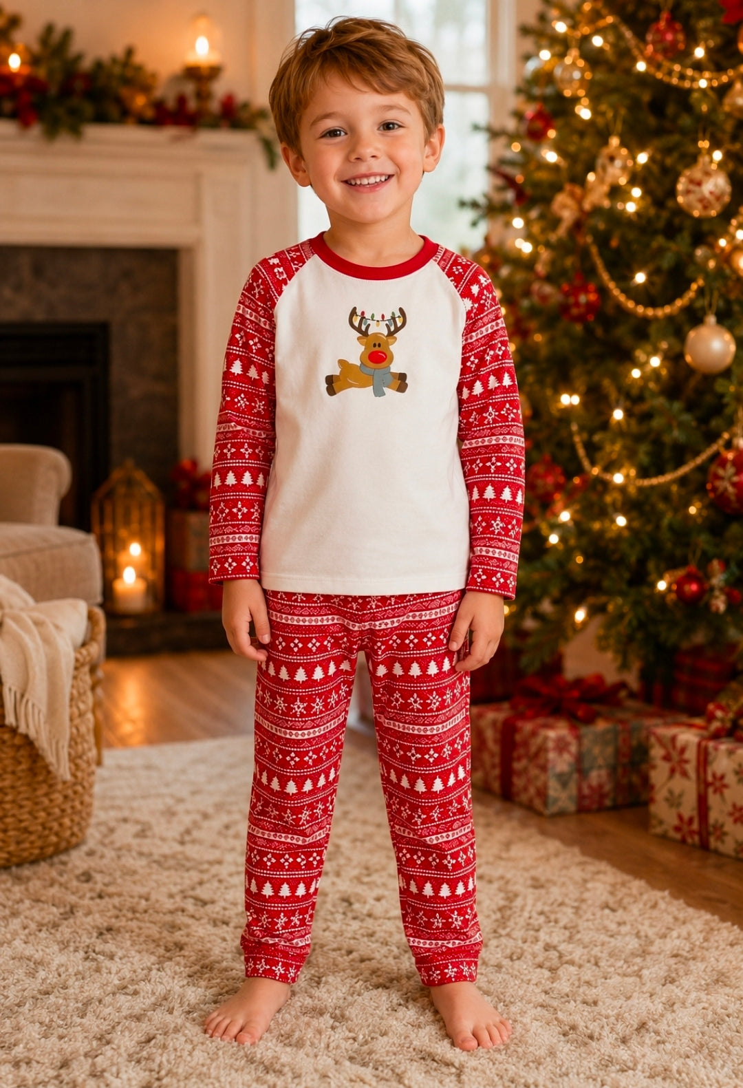 Personalised Red And White Christmas Pyjamas