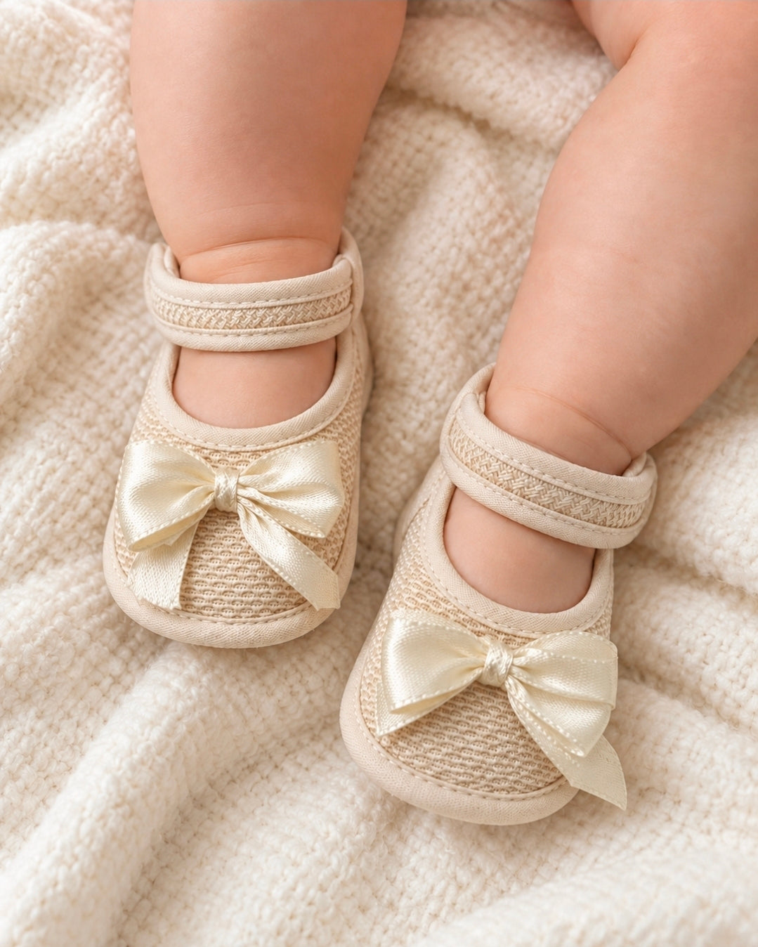 Baby Girls Pram Shoe With Bow