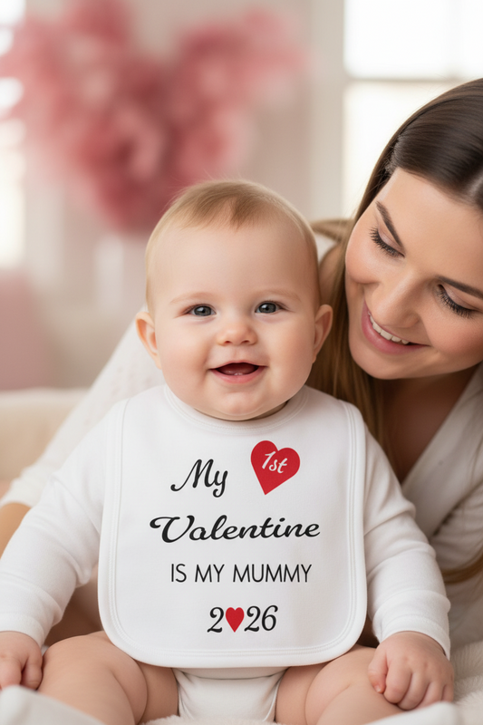 My 1st Valentine Is My Mummy 2026 Printed Bib