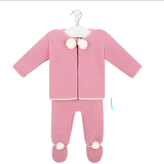 Baby Girls Dusky Pink Personalised Pom Pom Set