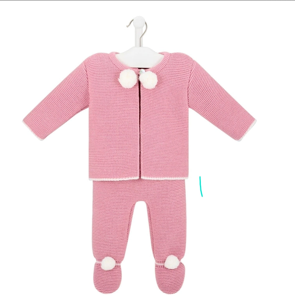 Baby Girls Dusky Pink Personalised Pom Pom Set