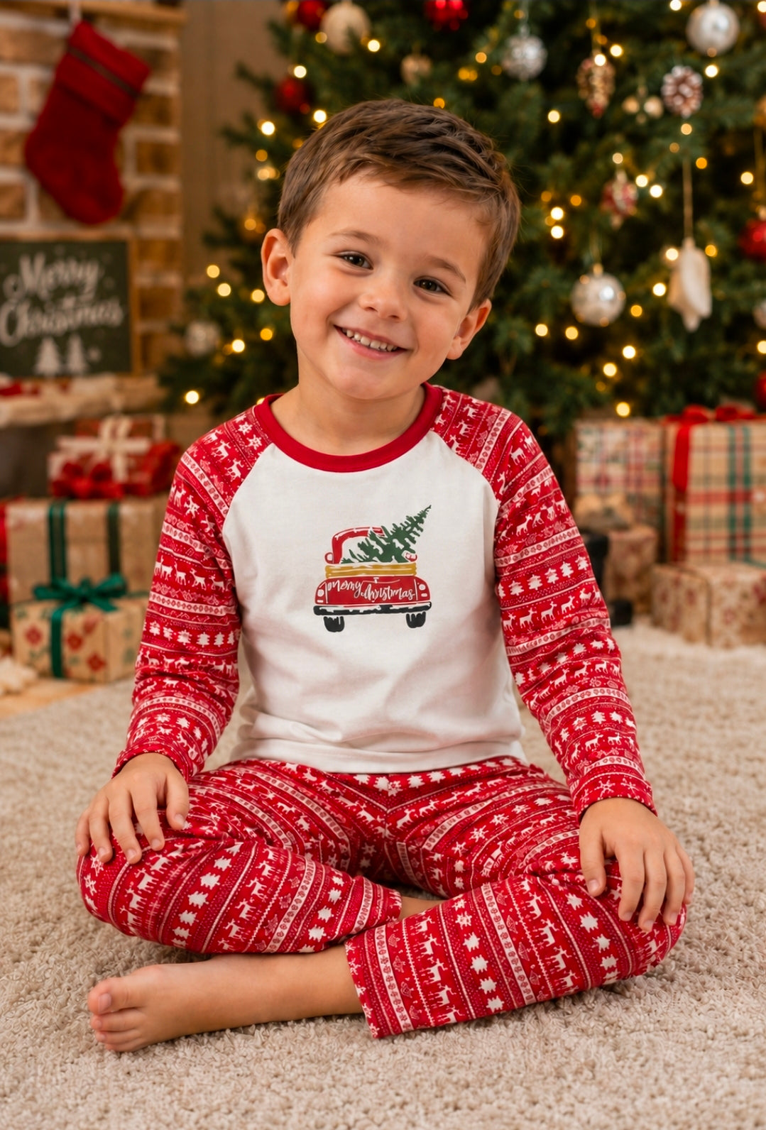 Personalised Red And White Christmas Pyjamas