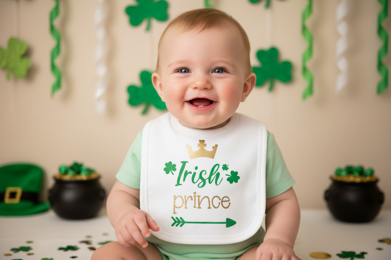 Baby Boys Printed Irish Prince Bib