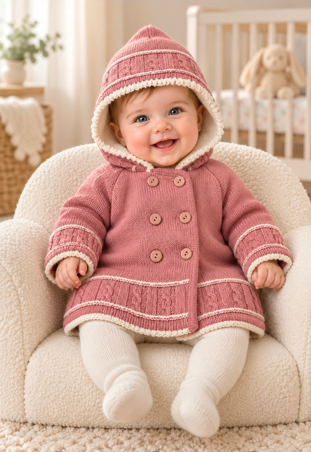 Baby Girls Dusky Pink Hooded Pram Coat