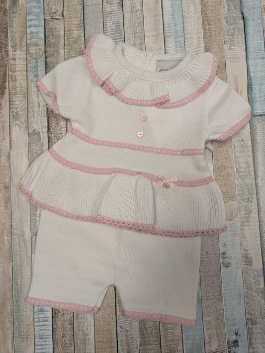 Nana's Special Buys Baby Girls White And Pink Bloomer Set