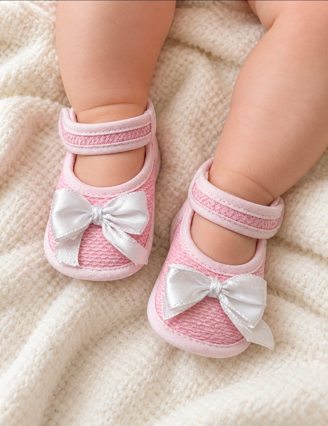 Baby Girls Pram Shoe With Bow