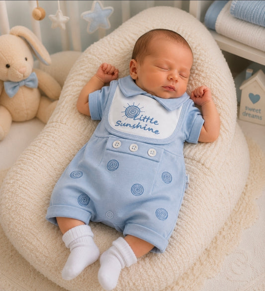 Premature Baby Boys Blue Little Sunshine Romper