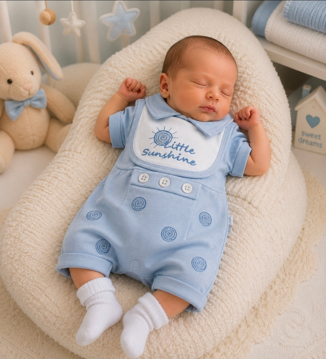 Premature Baby Boys Blue Little Sunshine Romper