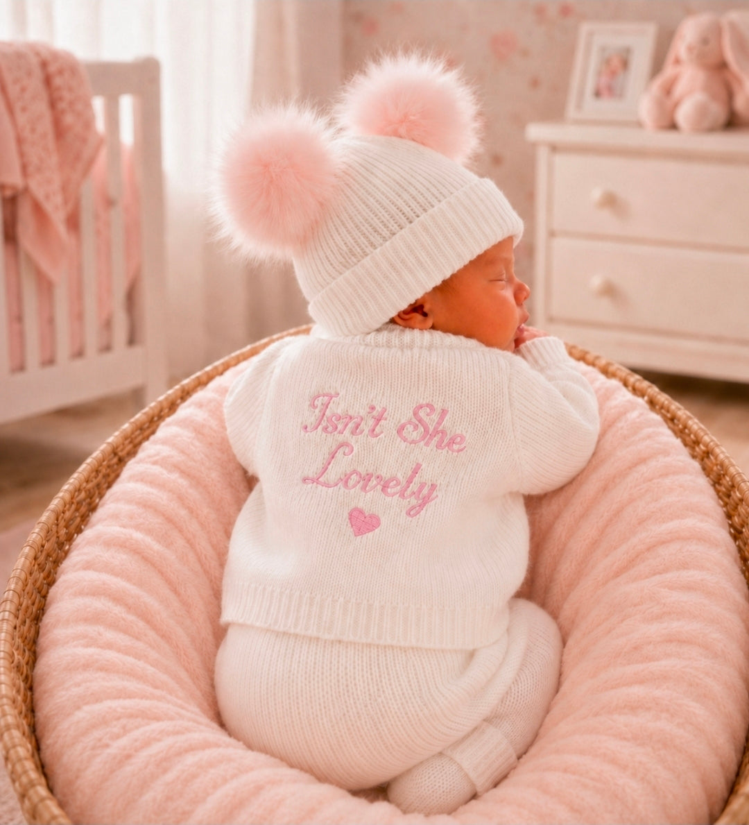 Baby Girls White Ribbed Isn't She Lovely Cardigan