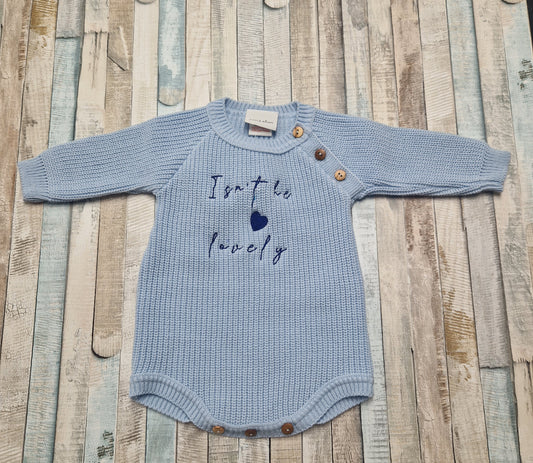 Baby Boys Blue Isn't He Lovely Long Sleeved Romper