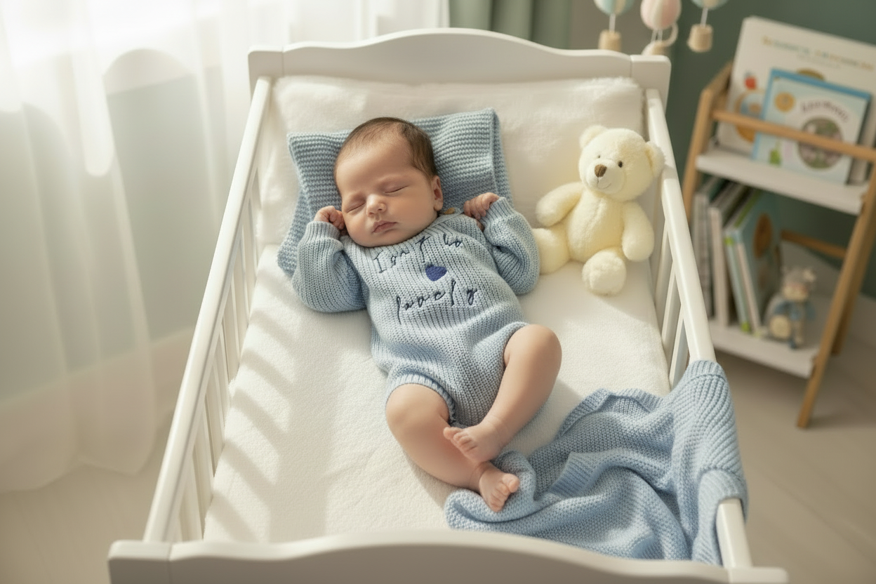 Baby Boys Blue Isn't He Lovely Long Sleeved Romper