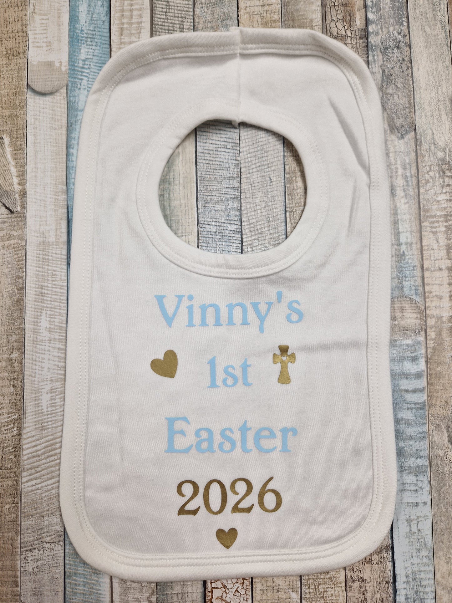 Baby Boys Personalised 1st Easter Bib With Cross