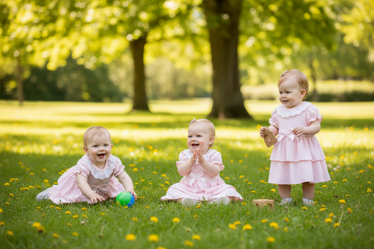 Baby Girls Pink 2 Tier Dress With Lace and Bow