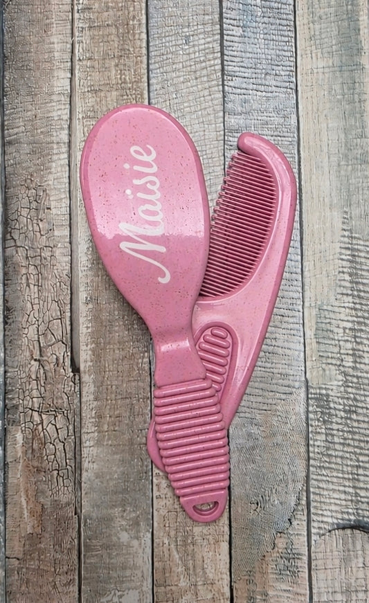 Baby Girls Pink Personalised Brush And Comb Set