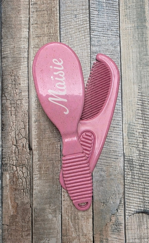 Baby Girls Pink Personalised Brush And Comb Set