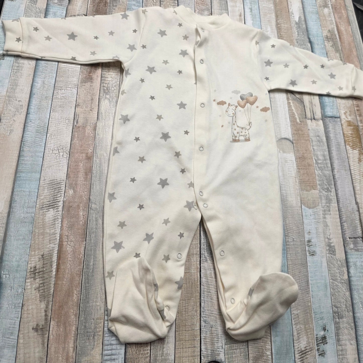 Nana B Special Buy Cream Printed Giraffe Sleepsuit
