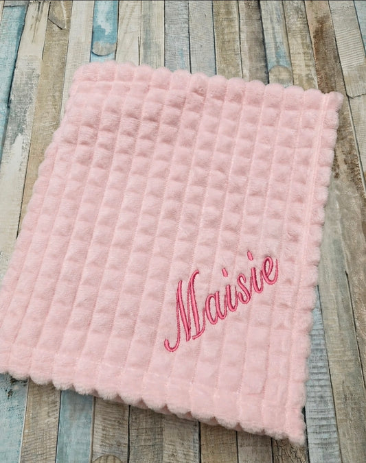 Baby Girls Personalised Pink Jacquard Square Wrap