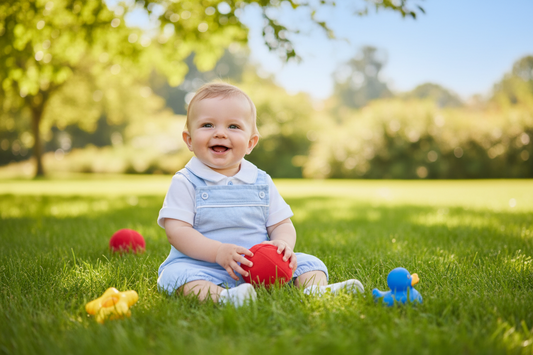 Baby Boys Blue And White 2 Piece Dungaree Romper Set