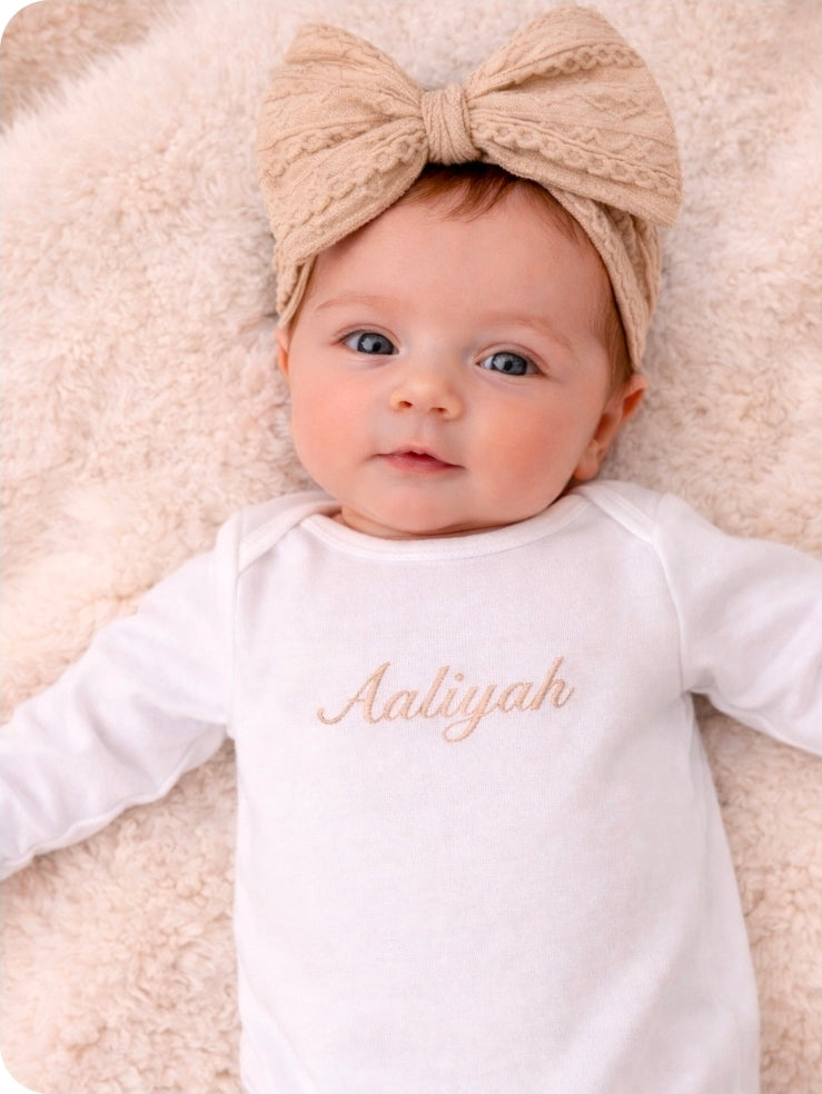 Baby Girls Beige Cable Knit Headband