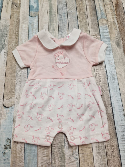 Premature Baby Girls Pink Princess Romper