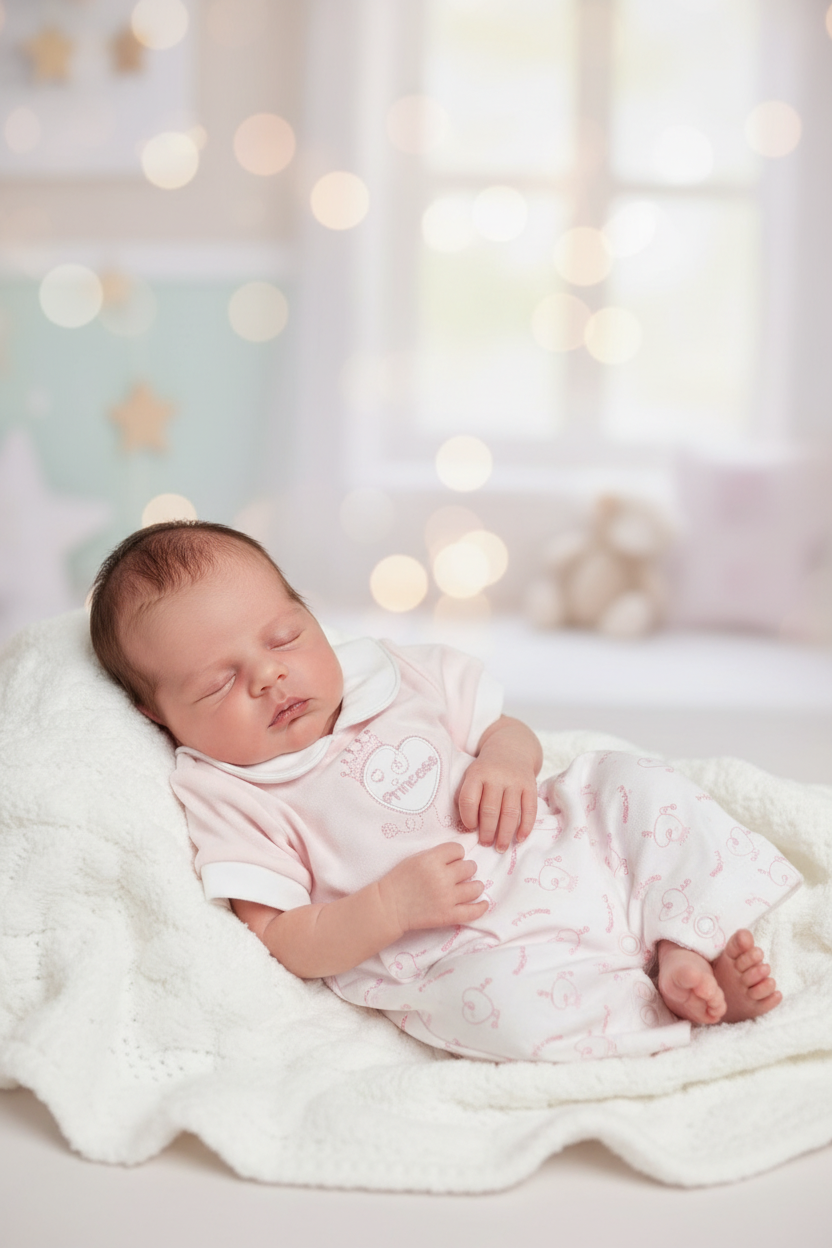 Premature Baby Girls Pink Princess Romper