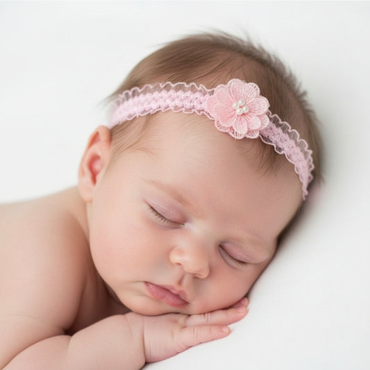 Baby Girls Lace Flower And Pearl Headband