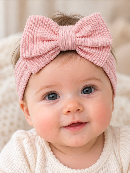 Baby Girls Pink Knitted Bow Headband