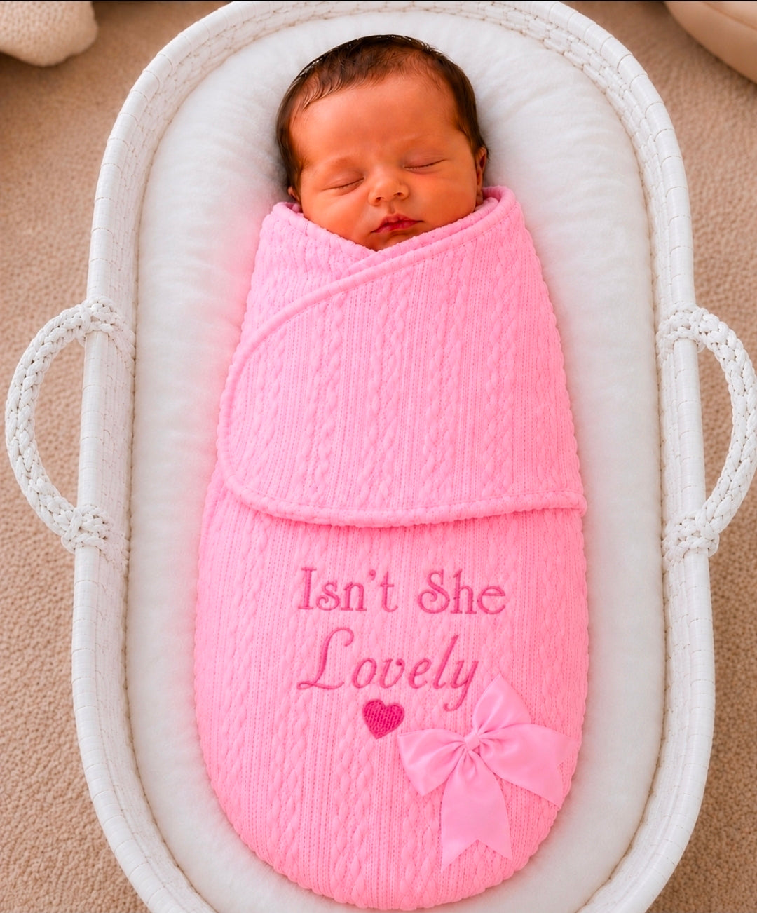 Baby Girls Pink Cable Isn't She Lovely Swaddle