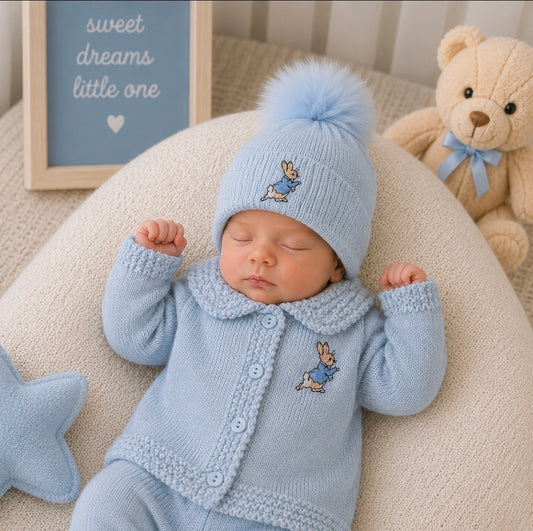 Baby Boys Blue Rabbit Cardigan