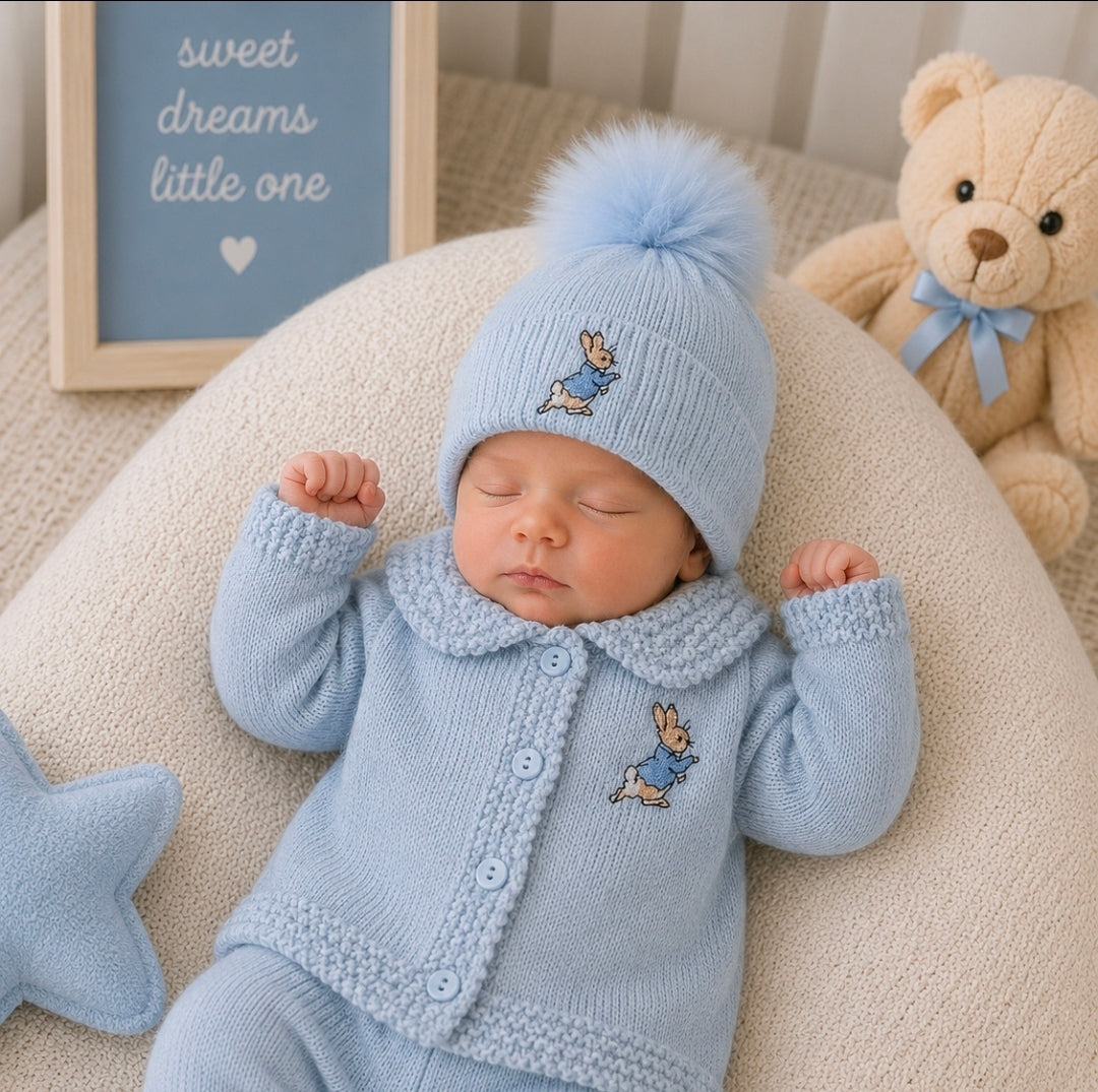Baby Boys Blue Rabbit Cardigan
