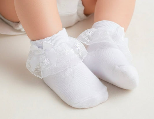 Baby Girls Soft Touch White Lace Ankle Socks