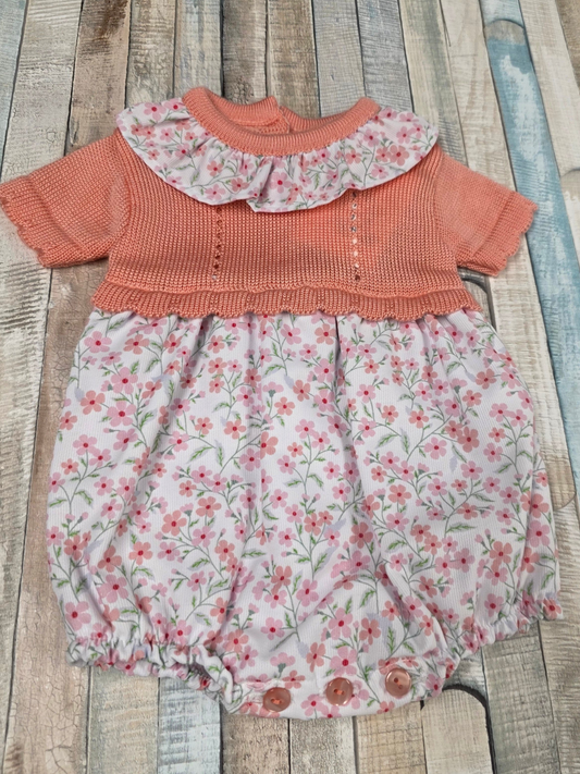 Nana's Special Buys Coral Half Knitted Romper