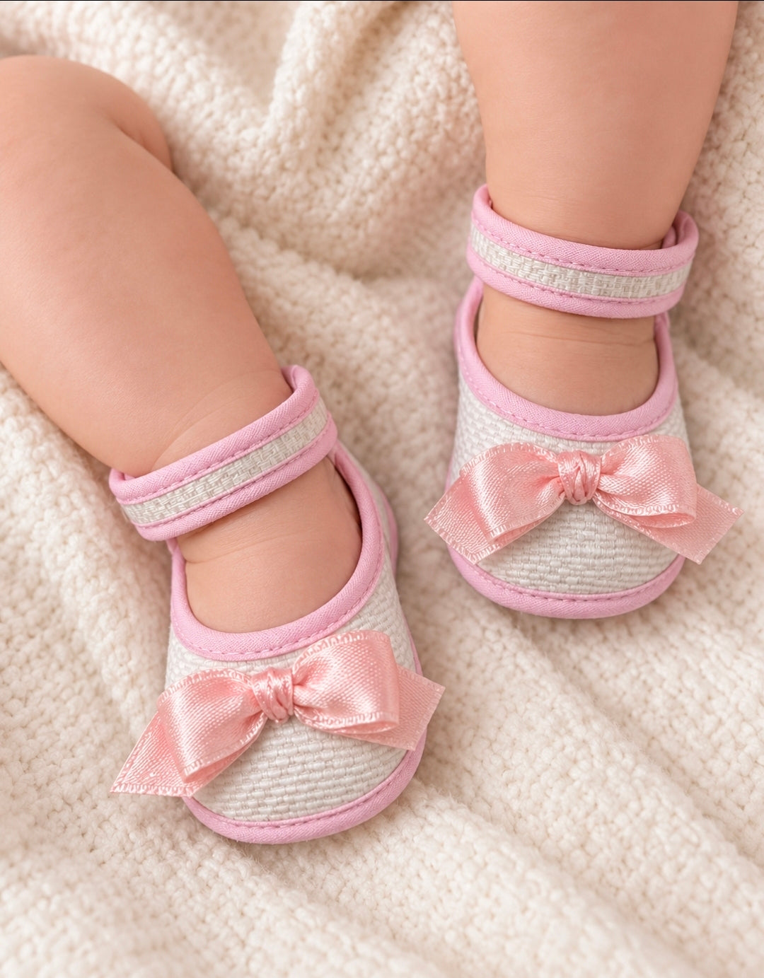 Baby Girls Pram Shoe With Bow