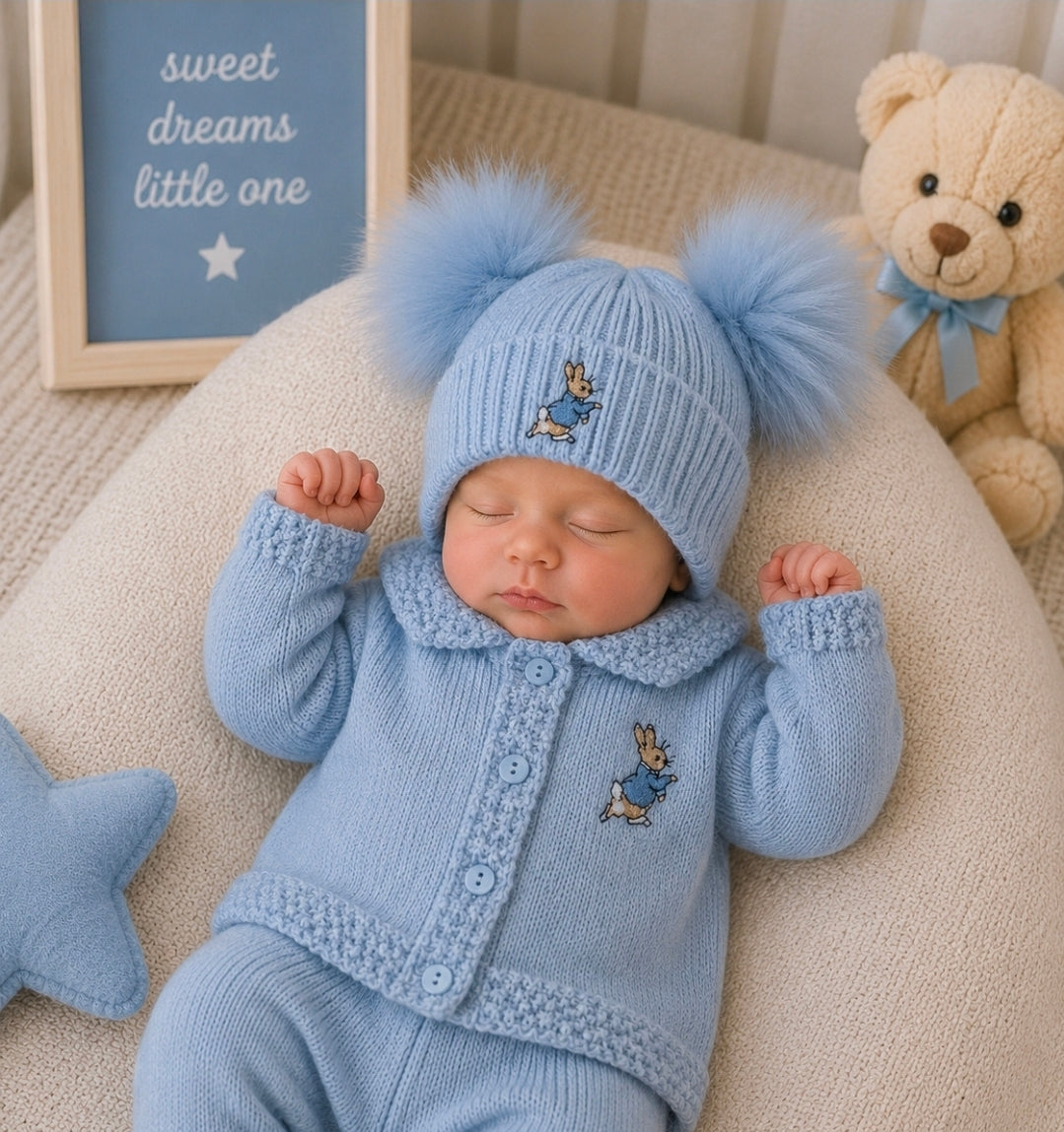 Baby Boys Blue Rabbit Cardigan