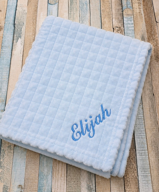 Baby Boys Personalised Blue Jacquard Square Wrap