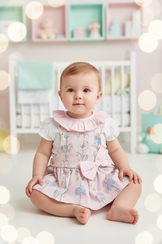 Baby Girls Pink Carousel Jam Pants Set
