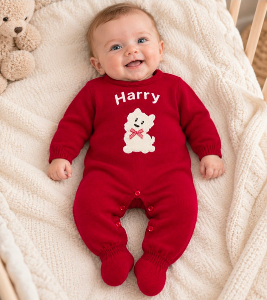 Personalised Dandelion Unisex Baby Red Scotty Dog Onesie